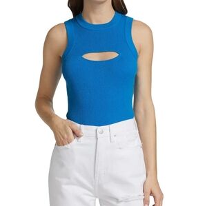 Pistola Nella Cashmere Blend‎ Side Slit Malibu Blue Tank Top Size Small